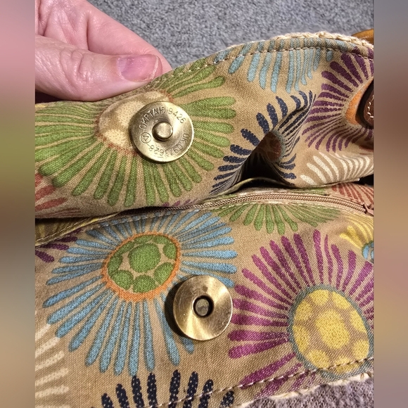 Fossil Long Live Vintage Crochet Straw Basket Bag Tan Black Wood Beach Cottage - Picture 11 of 11